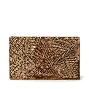 Gold Beaded Evening Clutch Purse